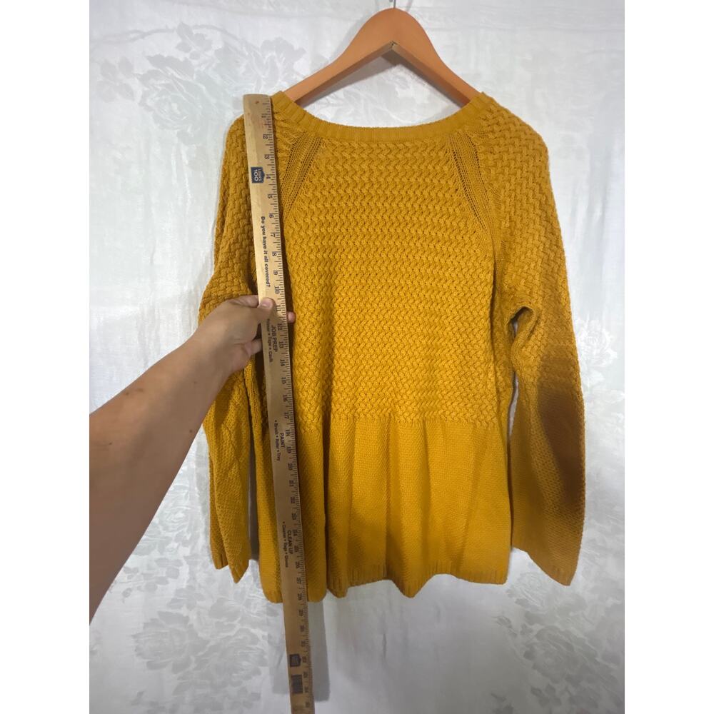 Talbots Sweater 1X PETITE Mustard Yellow Textured Knit Cotton Cashmere Blend - Picture 8 of 8